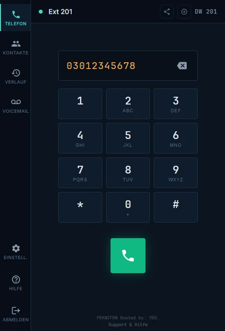 FRANZFON Desktop App - Wähltastatur