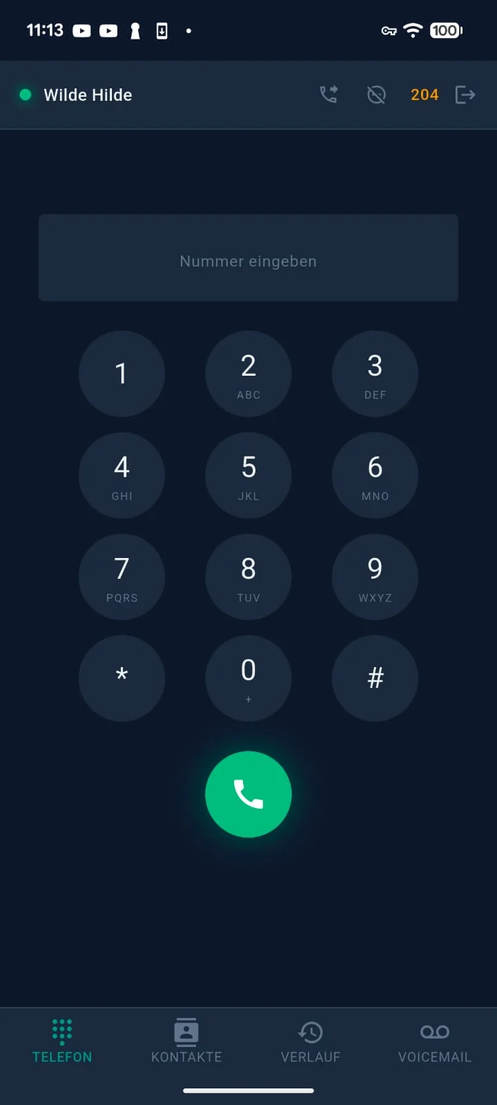 FRANZFON Smartphone App - Hauptseite