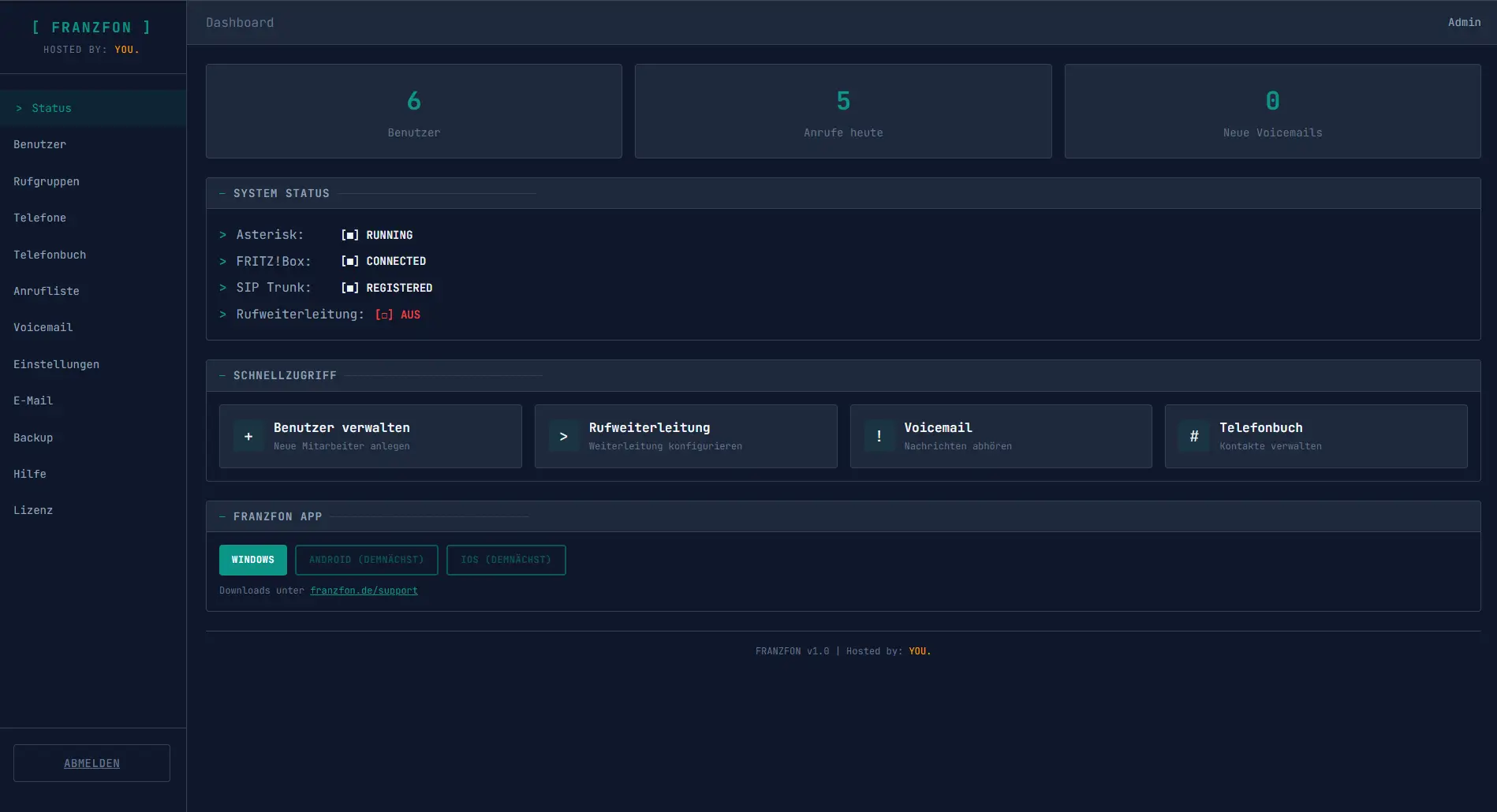 FRANZFON Admin Dashboard