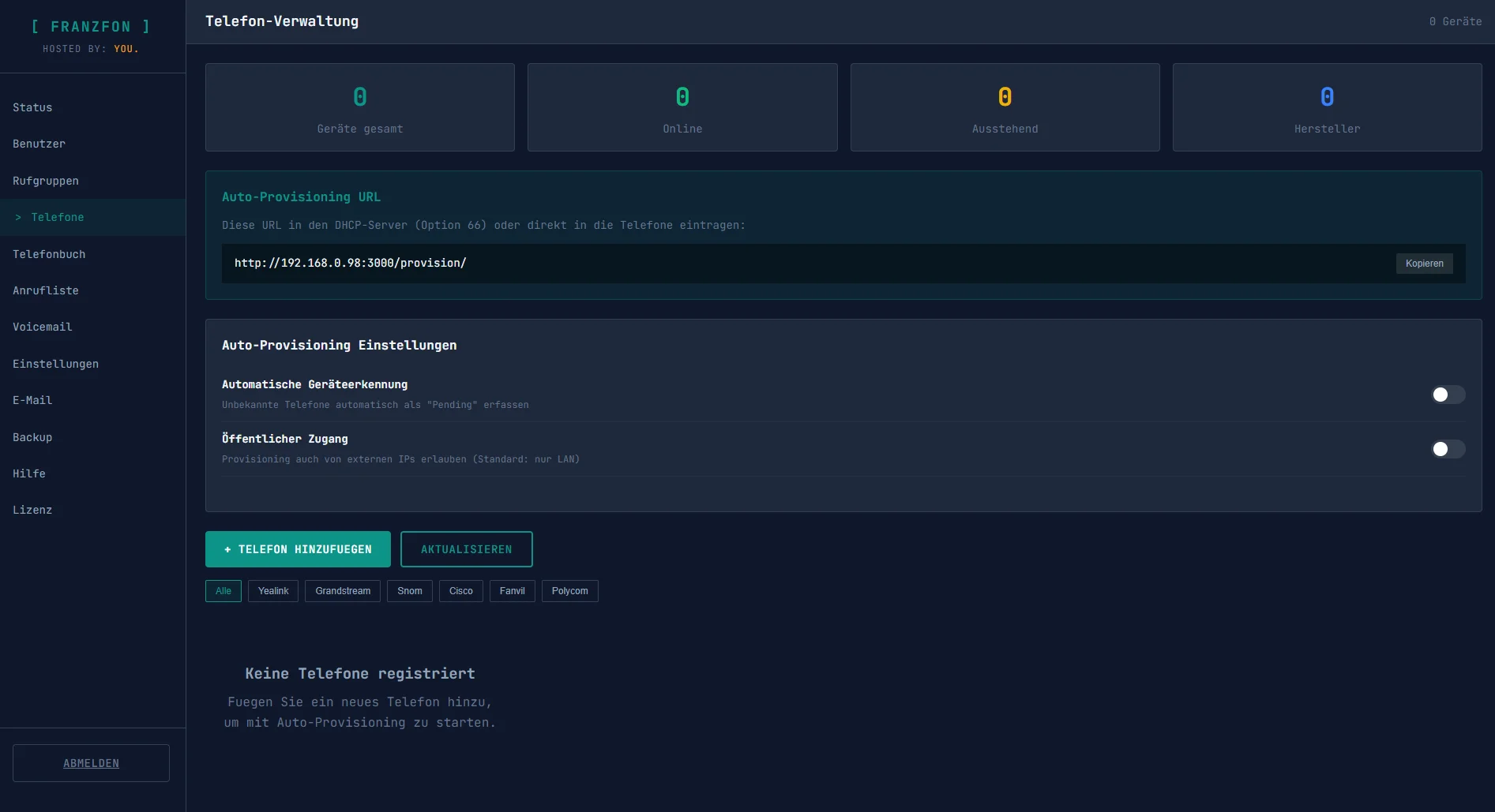 FRANZFON Telefonverwaltung und Auto-Provisioning